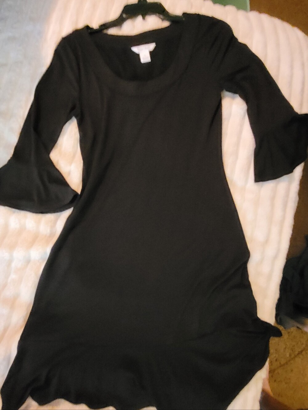 White House Black Market Black Long-Sleeve Scoop Neck Dress